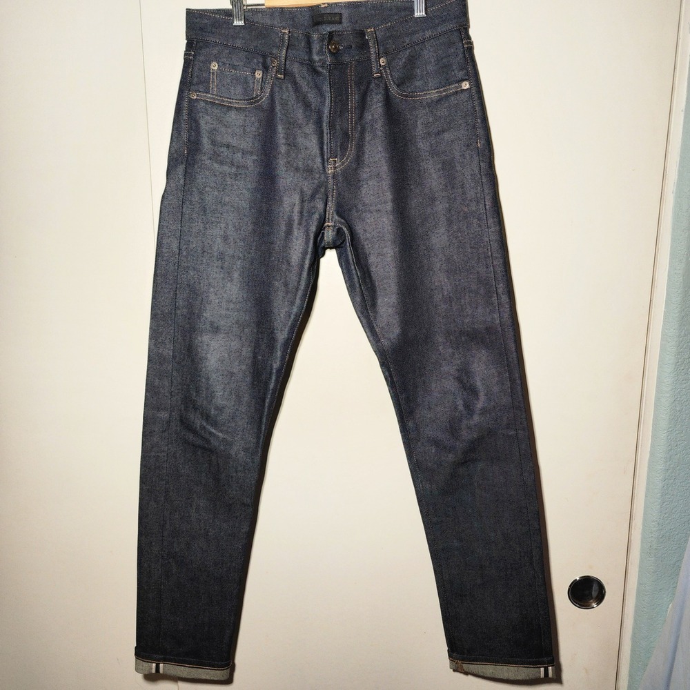 Uniqlo Slim Straight Jeans Mens 30x32 Blue Excellent Kaihara Selvedge Denim NWOT